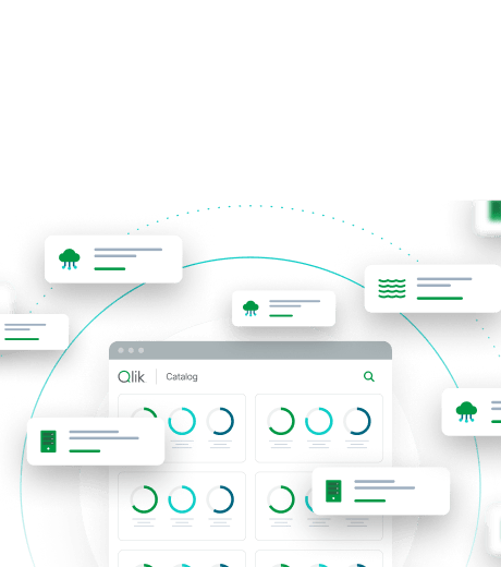 Qlik Talend Cloud product interface displayed on a dark blue background